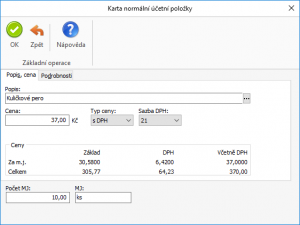 Karta položky